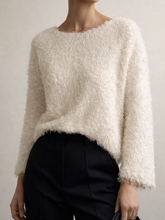 Mansur Gavriel Sweaters - MANSUR GAVRIEL Silk sweater women’s large eyelash Frayed knit made in Italy